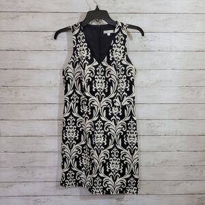 Jade Black & White V Neck  Jacquard Dress Work Career Size XS